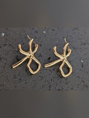 Fashion Jewelry Gold Abstract Knot Hoop Motif Earrings